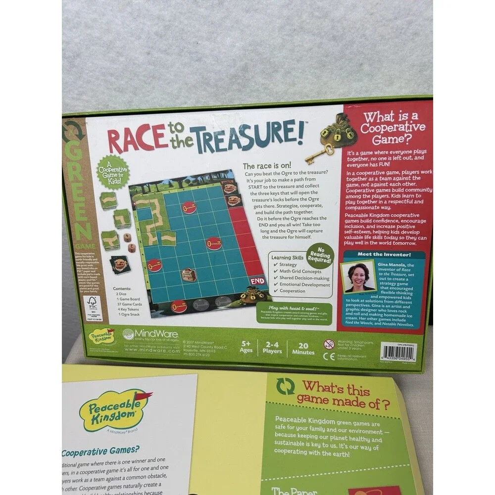 Race to the Treasure! Complete Board Game Peaceable Kingdom Cooperative Game
